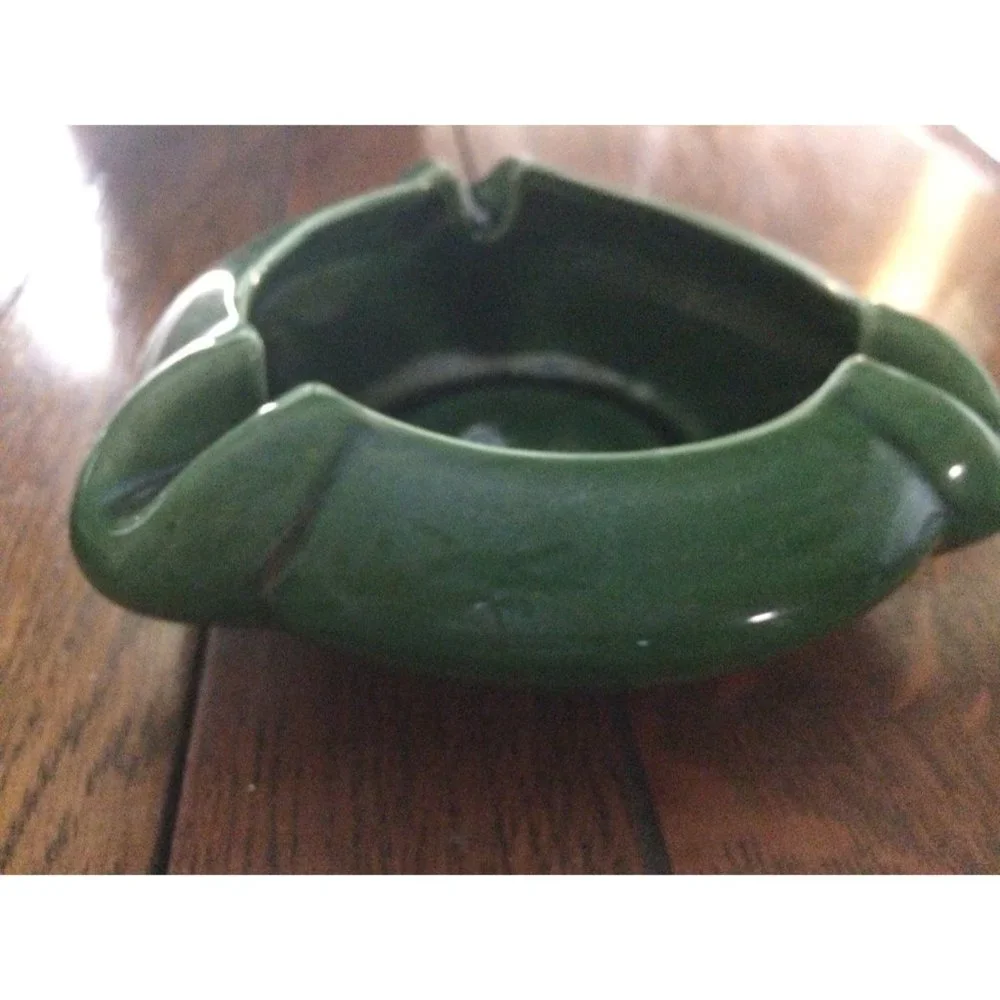 Danish Modern Ashtrays Moss Green Retro Tobacciana Man Cave MCM